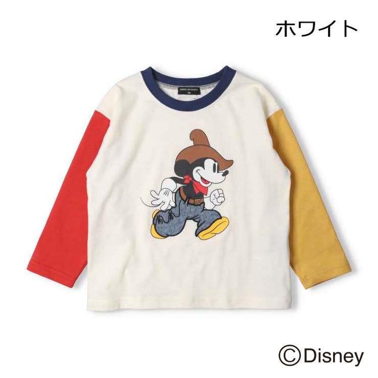 ミッキーマウス/プリントバイカラーTシャツ[品番：MTIK0011398 