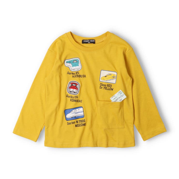 マスタード | 【WEB限定】新幹線電車ワッペン付長袖Tシャツ | こどもの森e-shop