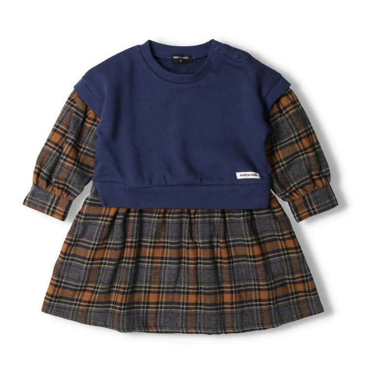 チェック切替重ね着風裏毛ワンピース | こどもの森e-shop | 詳細画像3 