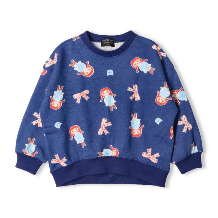 ネイビー | 日本製ダディコ総柄裏毛トレーナー | こどもの森e-shop