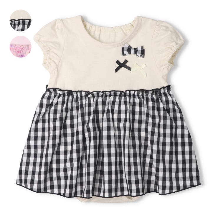 チェック・小花柄スカート半袖ロンパース | こどもの森e-shop | 詳細画像1 