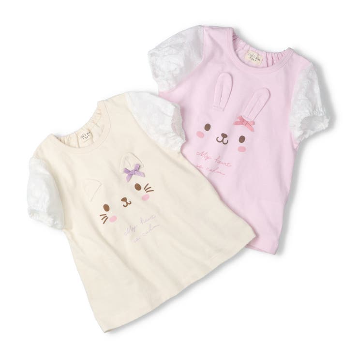 ねこ・うさぎデザイン袖レース半袖Ｔシャツ | こどもの森e-shop | 詳細画像7 