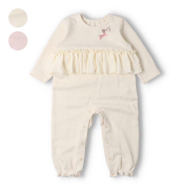 リボンフリル付裏毛ロンパース | こどもの森e-shop | 詳細画像1 