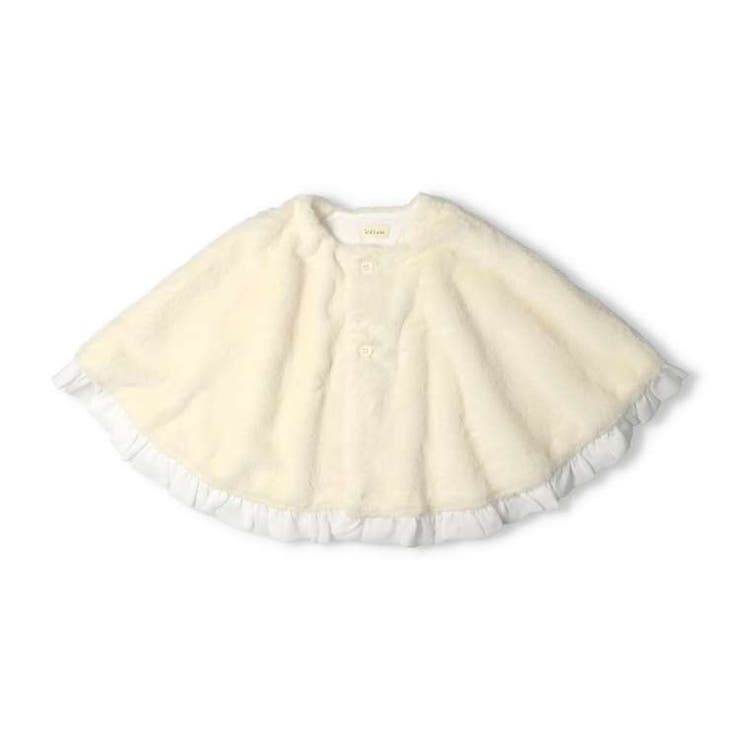 【子供服】kid´szoo(キッズズー)裾レースフェイクファーマント・ポンチョS，MW62110