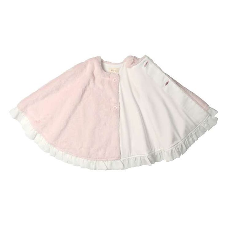 【子供服】kid´szoo(キッズズー)裾レースフェイクファーマント・ポンチョS，MW62110