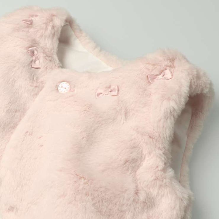 リボン付きフェイクファーベスト 80cm，90cm W62210 | こどもの森e-shop | 詳細画像5 