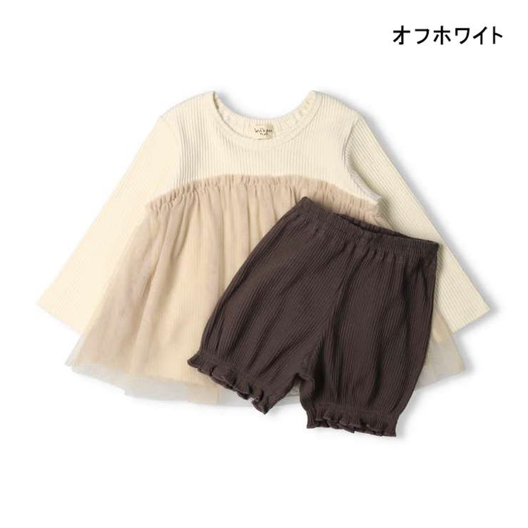 チュール付き長袖チュニックTシャツ&パンツセット 80cm，90cm W62701 | こどもの森e-shop | 詳細画像2 