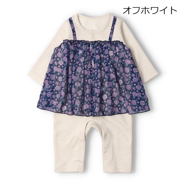 オフホワイト | 花柄シフォン付ロンパース | こどもの森e-shop