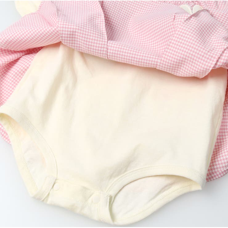 ねこ・うさぎ衿付き千鳥格子柄ロンパース | こどもの森e-shop | 詳細画像8 