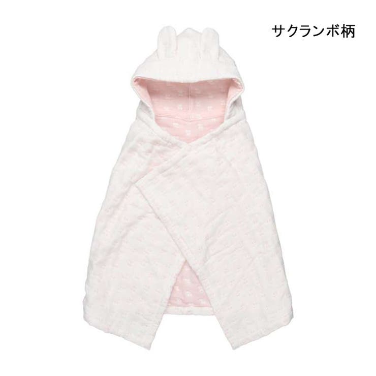 【子供服】kid´szoo(キッズズー)耳付き総柄ふんわりガーゼバスポンチョ・マントW97801
