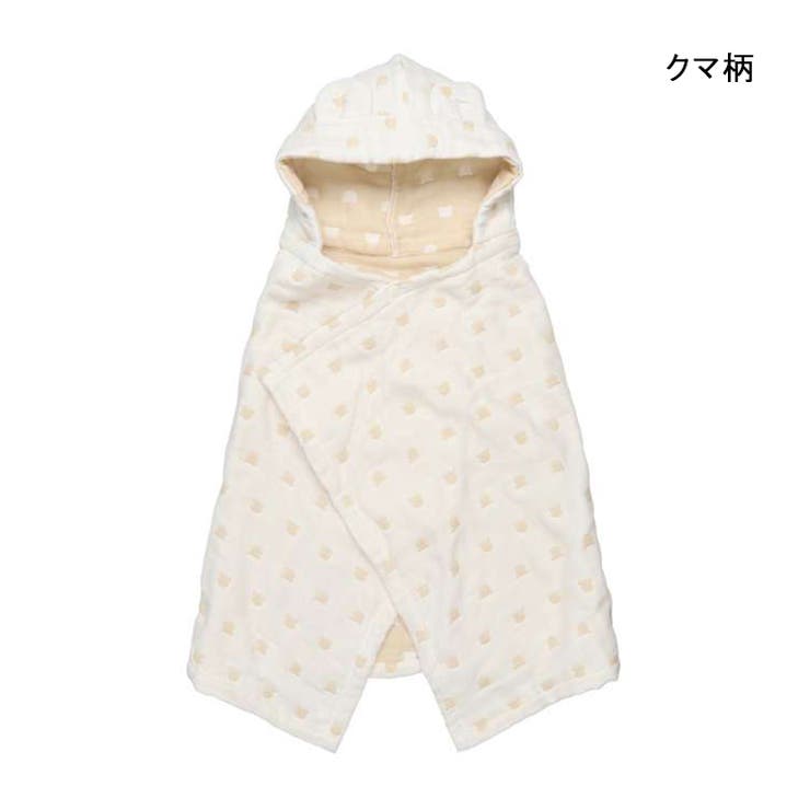 【子供服】kid´szoo(キッズズー)耳付き総柄ふんわりガーゼバスポンチョ・マントW97801