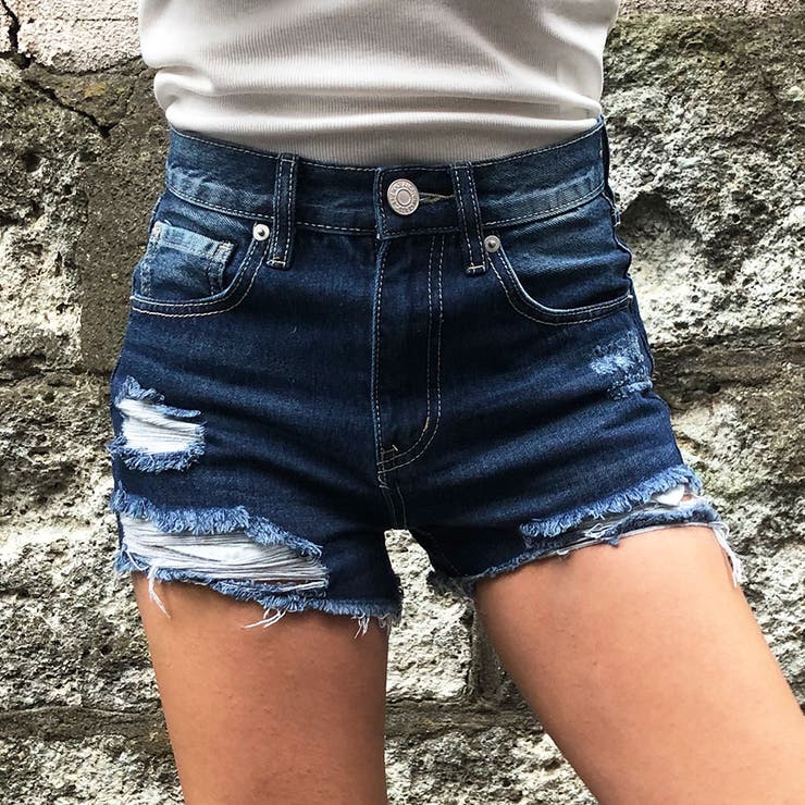 ブルー | クラッシュデニムショートＰＴ | me Jane