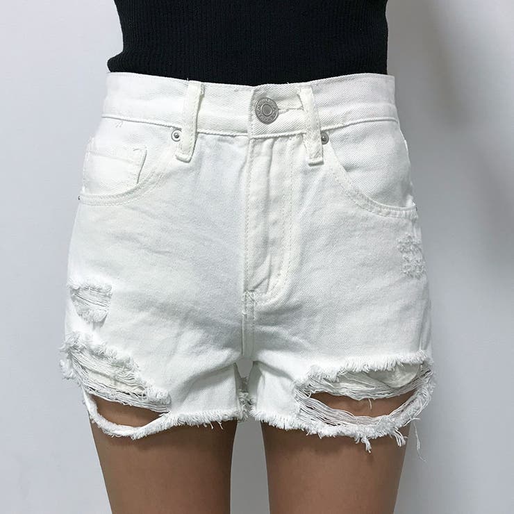 ホワイト | クラッシュデニムショートＰＴ | me Jane