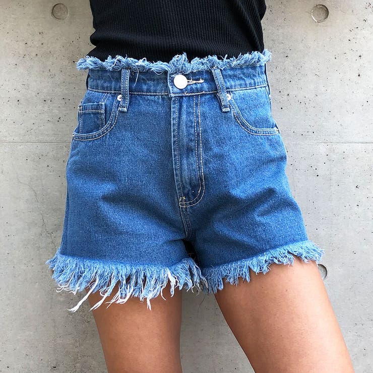 フリンジデニムショートパンツ[品番：MJNW0000511]｜me Jane