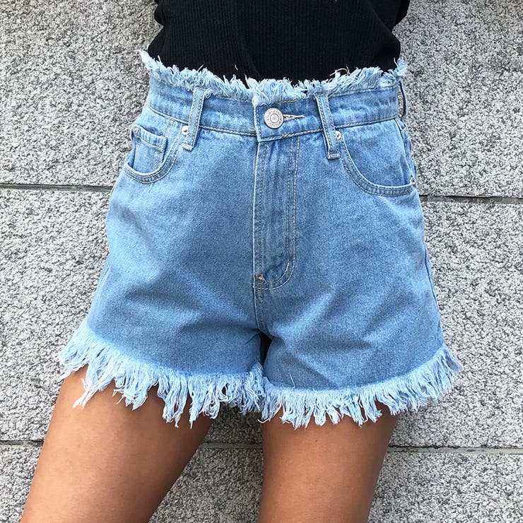フリンジデニムショートパンツ[品番：MJNW0000511]｜me Jane