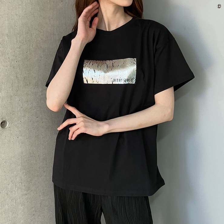 箔プリントオーバーサイズTシャツ[品番：MJNW0003325]｜me Jane