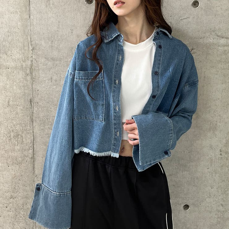 ライトオンデニムビックカフスショート丈ジャケット[品番：MJNW0003291