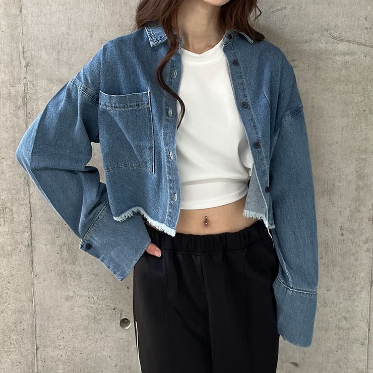 ポットです。岡山デニム ピンタックショート丈ジャケット DENIM SHORT