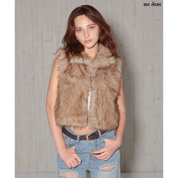 ショート丈フェイクファーベスト[品番：MJNW0003356]｜me Jane（ミー