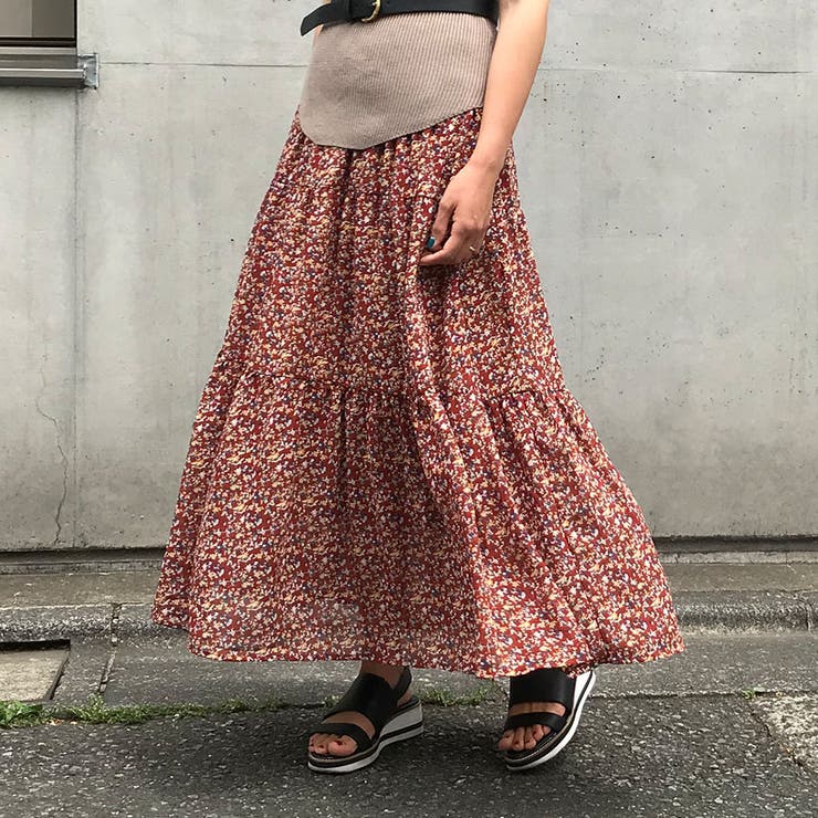 HOMES' UNDERWEAR 花柄ティアードロングスカート サイズ2 花柄ティアードスカート [M3299]| SALE!! - レディース