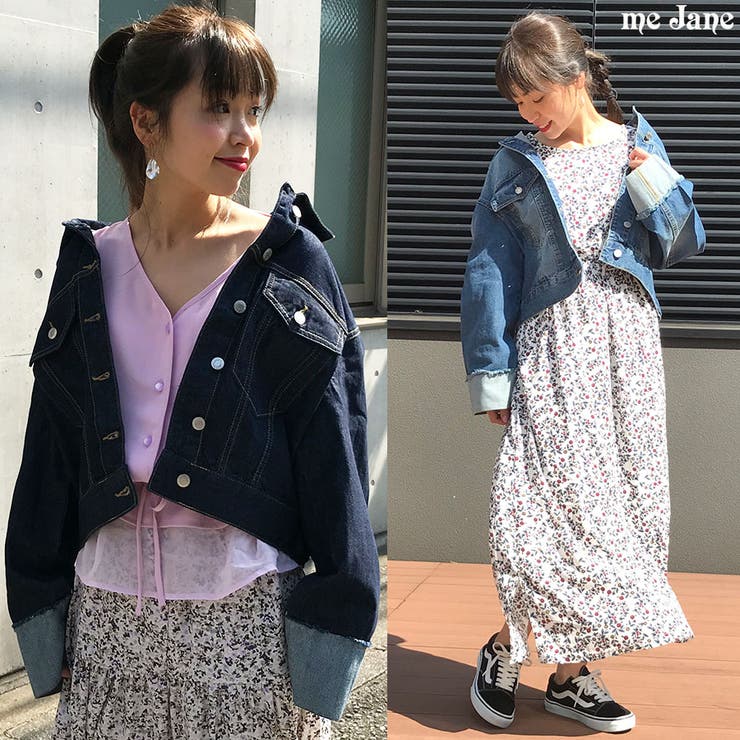 me jane♡Gジャン ミージェーン me Jane ラインフリンジディテール デニム