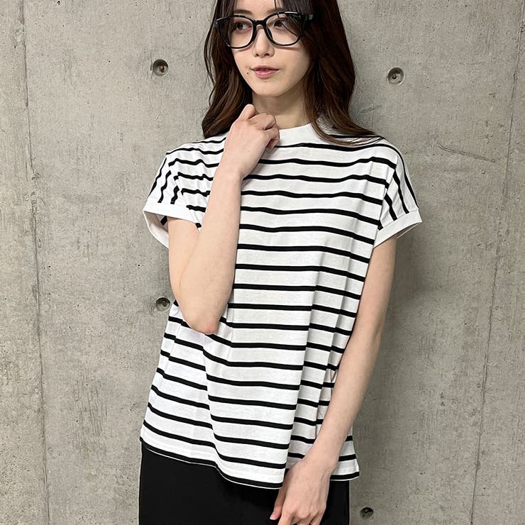 ボーダーフレンチスリーブTシャツ[品番：MJNW0003231]｜me Jane