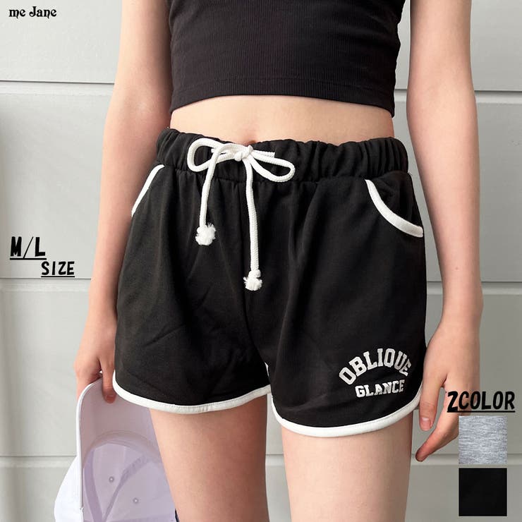 ミニ裏毛フロントロゴ配色パイピングショートパンツ[品番：MJNW0002820