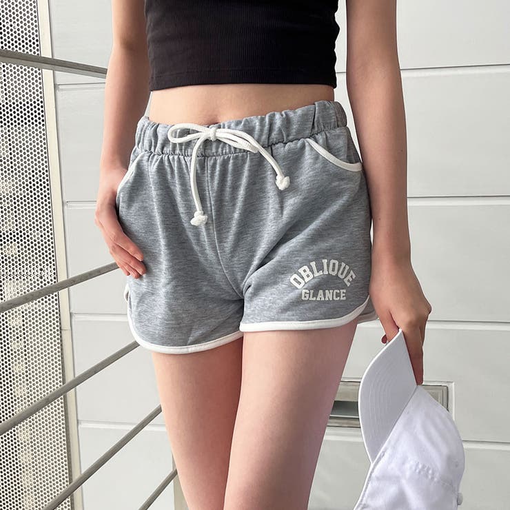 ミニ裏毛フロントロゴ配色パイピングショートパンツ[品番：MJNW0002820