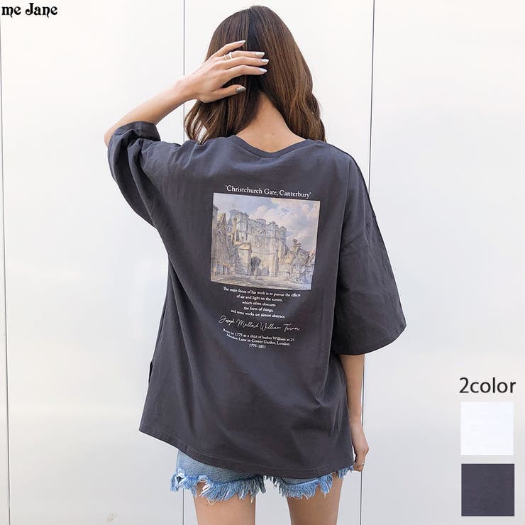 絵画風バックフォトプリントビッグTシャツ[品番：MJNW0000785]｜me