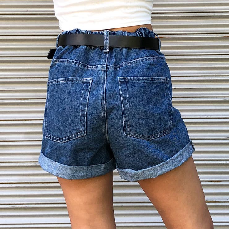 【関税 送料無料】maje ベルト付き デニム ショートパンツ ベルト付デニムショートパンツ[品番：MJNW0000605]｜me Jane