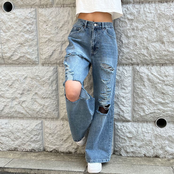 ダメージストレートデニムパンツ[品番：MJNW0002021]｜me Jane（ミー