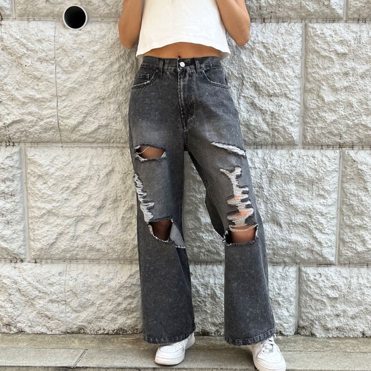 ダメージストレートデニムパンツ[品番：MJNW0002021]｜me Jane（ミー
