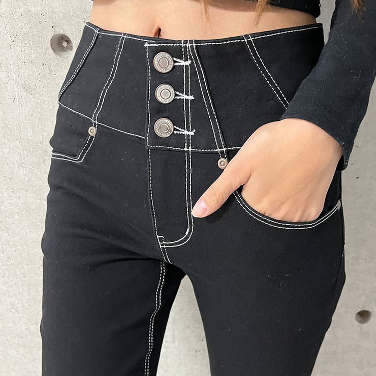 のびのびハイウエストスキニーパンツ 春 韓国[品番：MJNW0002653