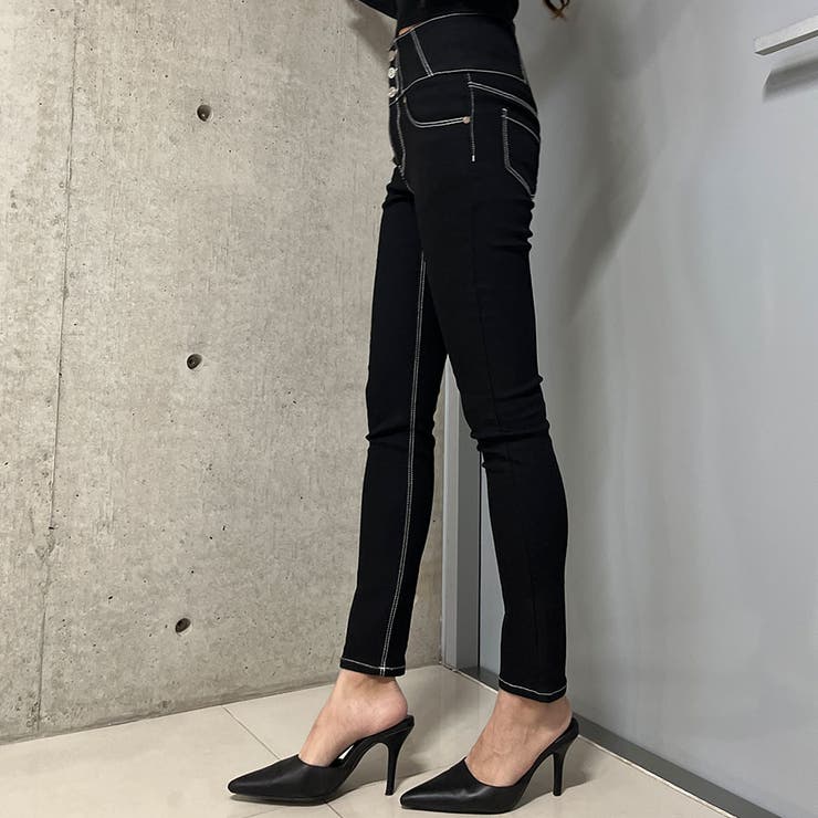 のびのびハイウエストスキニーパンツ 春 韓国[品番：MJNW0002653