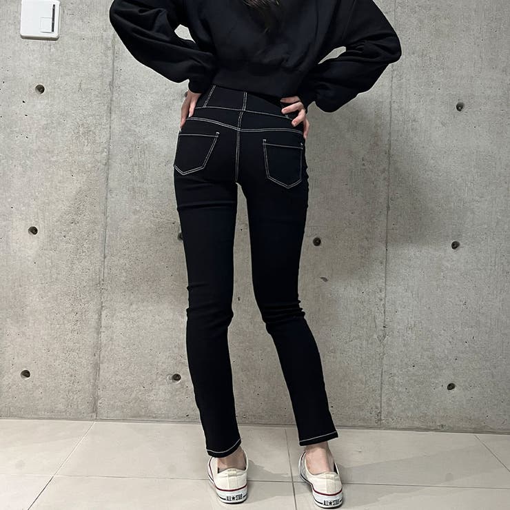 豪奢な のびのびハイウエストスキニーパンツ 韓国[品番：MJNW0002653 春 トップス