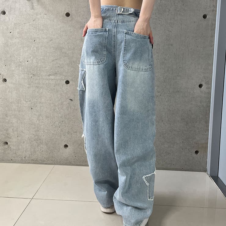 星パッチワークスケーターデニムパンツ[品番：MJNW0002906]｜me Jane