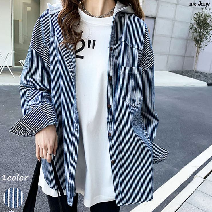 ４５Ｒ　小さな襟のヒッコリー 長袖チュニック 45R 小さな襟のヒッコリー 長袖チュニック