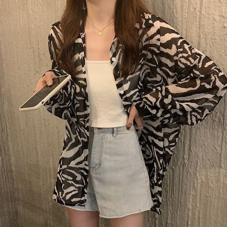 GALEO d.i.a 姉妹ブランド 背中ガン開き ゼブラ柄シャツ ゼブラ柄