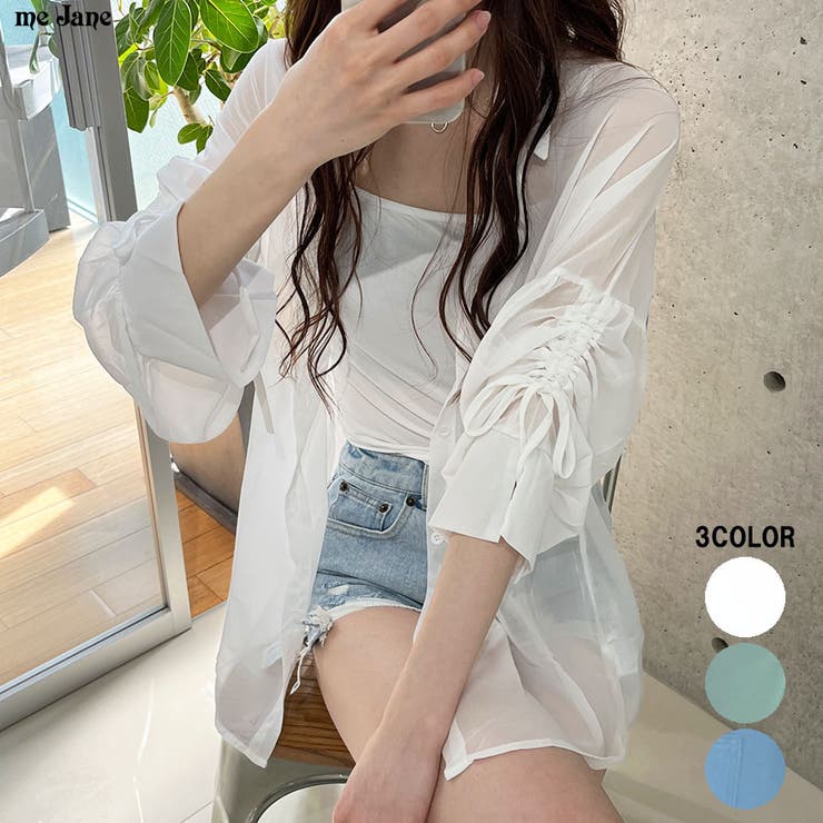 袖シャーリングシアーシャツ[品番：MJNW0003311]｜me Jane（ミー