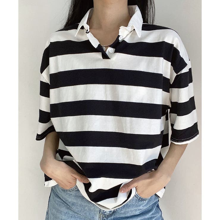 8SM8 LEYTON HOUSE ボーダー柄　90'sポロシャツ　M 古着 SALE40%OFF／【NICOLE MORRISON】鹿の子ボーダー柄ポロシャツ