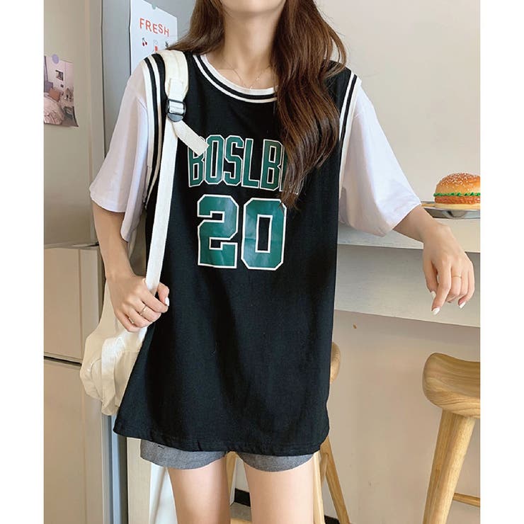 バスケビブス風タンクトップドッキングｔシャツ 品番 Mjnw Me Jane ミージェーン のレディースファッション通販 Shoplist ショップリスト