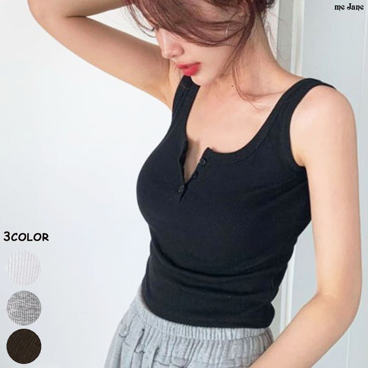 ヘンリーネックショート丈タンクトップ[品番：MJNW0001365]｜me Jane 