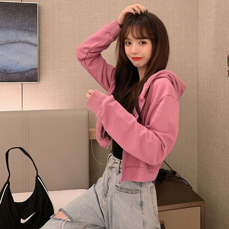 クロップド丈ジップパーカー[品番：MJNW0002294]｜me Jane（ミー