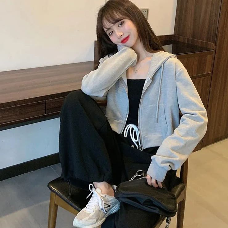 クロップド丈ジップパーカー[品番：MJNW0002294]｜me Jane（ミー