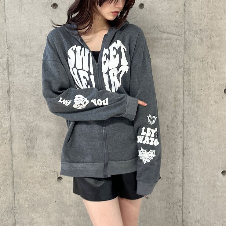 ハートロゴプリント裏起毛パーカー[品番：MJNW0002308]｜me Jane（ミー