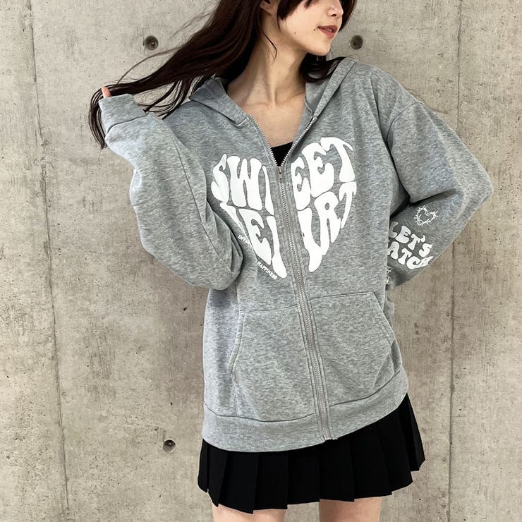 ハートロゴプリント裏起毛パーカー[品番：MJNW0002308]｜me Jane（ミー