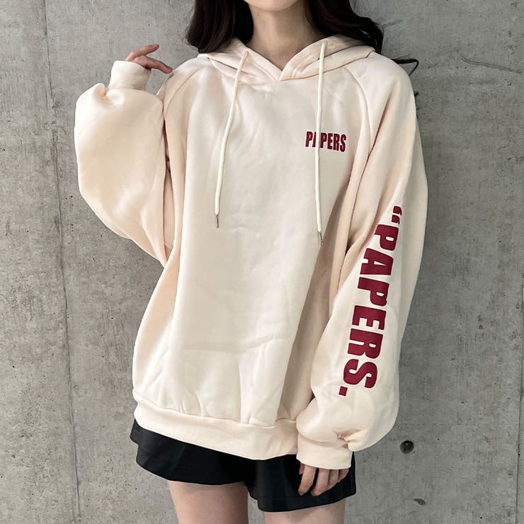 裏起毛フード袖プリントプルパーカー[品番：MJNW0002438]｜me Jane