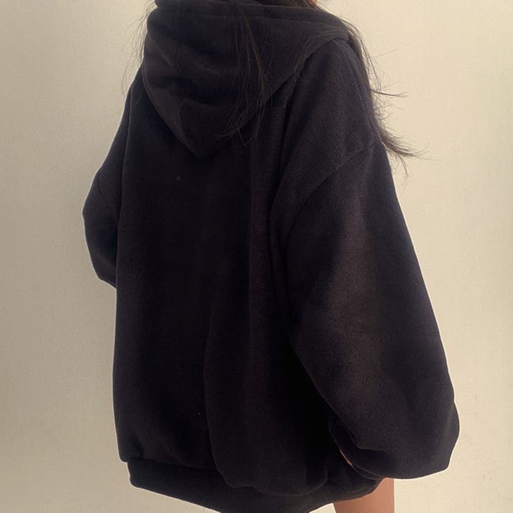 ハーフジップロゴ入りボアプルパーカー | me Jane | 詳細画像11 