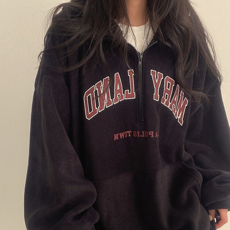 ハーフジップロゴ入りボアプルパーカー | me Jane | 詳細画像18 