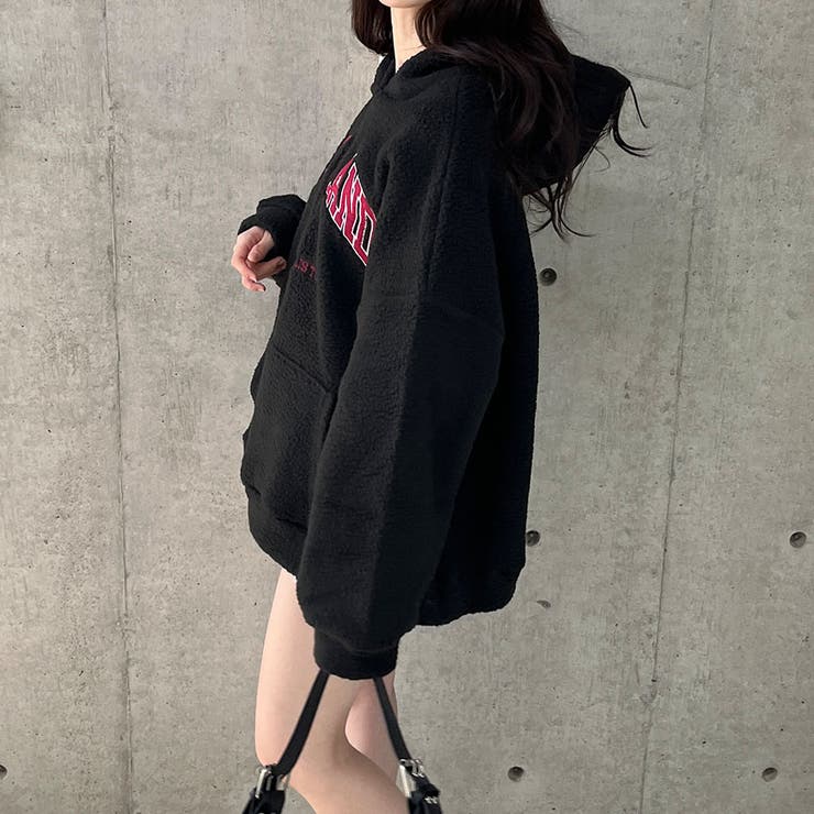 ハーフジップロゴ入りボアプルパーカー | me Jane | 詳細画像26 